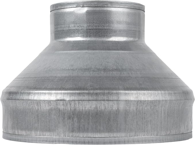 8" to 4" Inch Duct Pipe Adapter - Galvanized Steel HVAC Ducting Reducer for Ventilation - PVC Pipe, Hose Coupler - Heavy Duty Exhaust, Air Conditioner Fittings - Vent Flange Connector