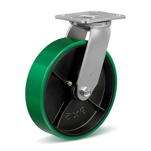 8 Inch Caster Heavy Duty-1500 lbs Each, Polyurethane Wheel on Steel, Plate Caster for Carts Pallet Trucks Industrial Equipment(1 Pack Rigid)