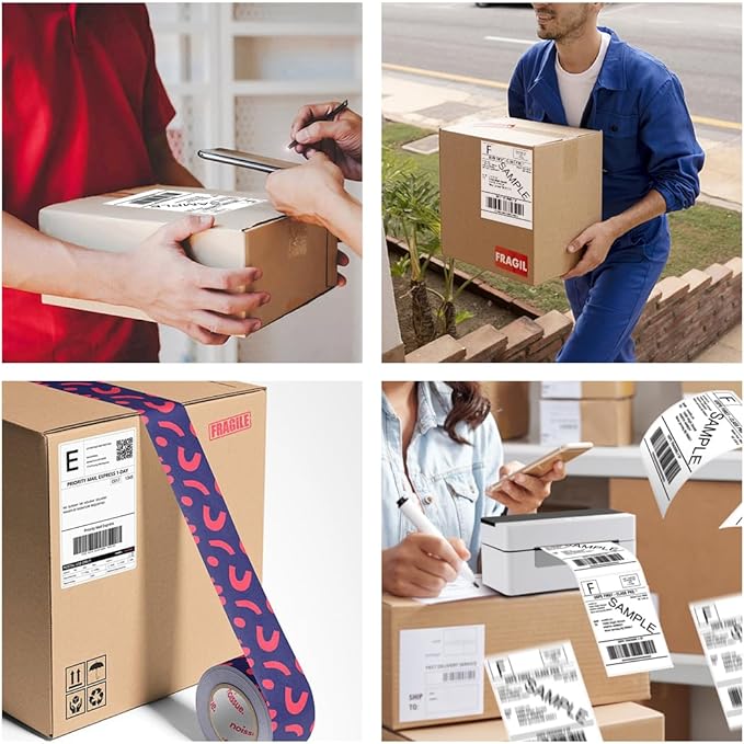 4x6 Thermal Labels, Fanfold Shipping Labels Strong Adhesive, Compatible with Vretti Jadens Munbyn Nelko Phomemo Rollo & Most Thermal Label Printer, Commercial Grade (500 Label/ 1 Stack) White