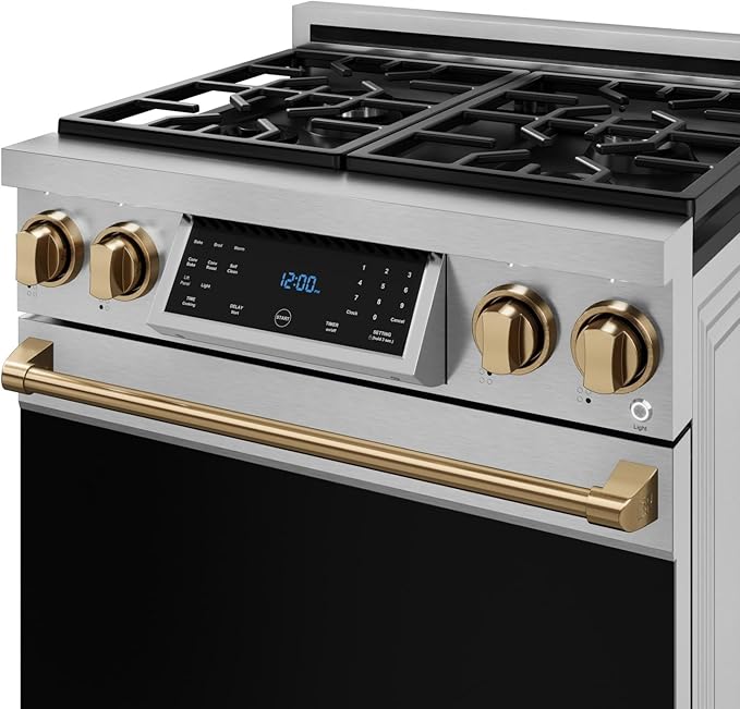 Gordon Ramsay by THOR Kitchen 30 Inch Professional Gas Range with Tilt Panel Touch Control in Stainless Steel/Bronze