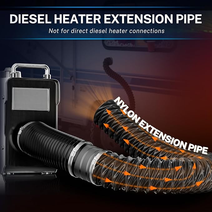 Hon&Guan Diesel Heater Ducting 3" x 16FT, Nylon Flexible Duct Hose, Heavy Duty Hose for Diesel Heater, 3D Printer, Laser Machine, Dryer Vent, RV, Boat Blower, Black