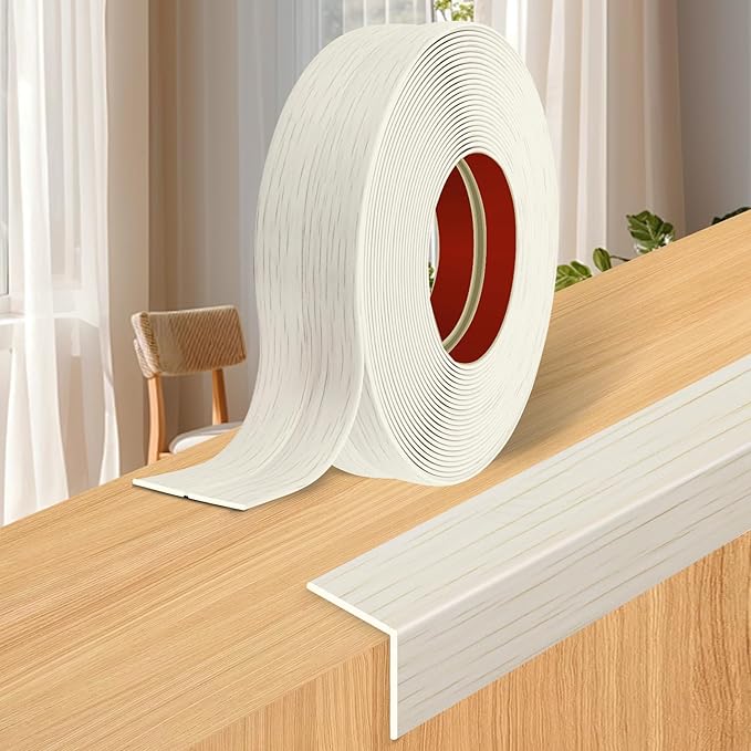 Wall Corner Protector Moulding Trim Peel and Stick Wall Corner Guards Trim Flexible Self Adhesive Edge Protector Moulding, 1.6 in x40 Ft, Beige Wood