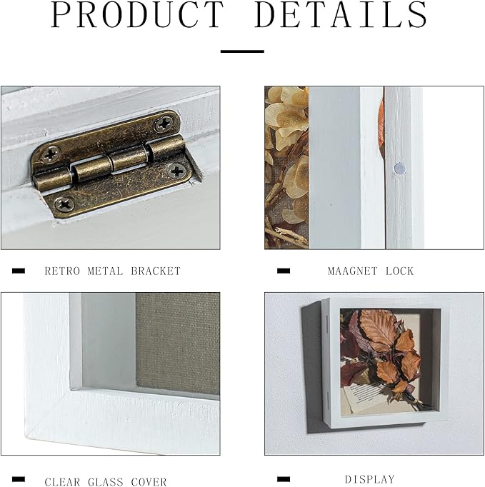 Freezing point Shadow Box Frame 10x10 Shadow Boxes Display Case with Linen Back Memorabilia Awards Medals Bouquet Photos Picture Badge Wedding Memory Box for Keepsakes White Small Pin Board White