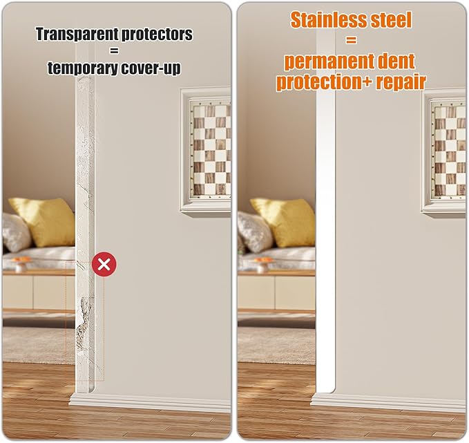 2x2x48 Inch 304 Stainless Steel White Wall Corner Guards (10-Pack) Heavy Duty Rounded Corner Protector, Smooth Folded Edge Design for Wall Protection Stainless Steel Slab