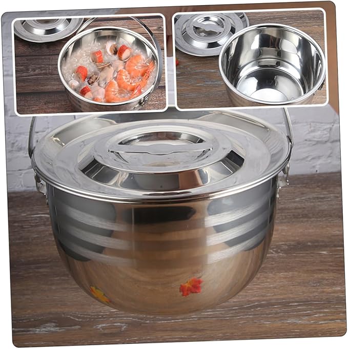 PRETYZOOM Camping Griddle Camping Pot Jacketed Kettle Thicken Child Stainless Steel Thicken Stew Pot Camp Cooking Stainless Steel Cookware