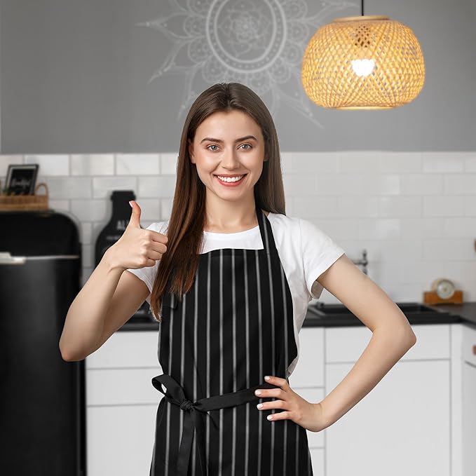 Aprons for Men - 100% Polyester Chef Apron Women with Extra Long Ties - Cooking Aprons for Women & Mens Apron