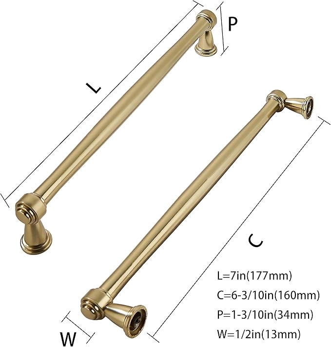 khtumeware 10 Pack 6-1/4 Inch(160mm) Champagne Bronze Cabinet Pulls Champagne Brass Kitchen Cabinet Handles Kitchen Cabinet Hardware for Cupboard Drawer Handles Dresser Pulls