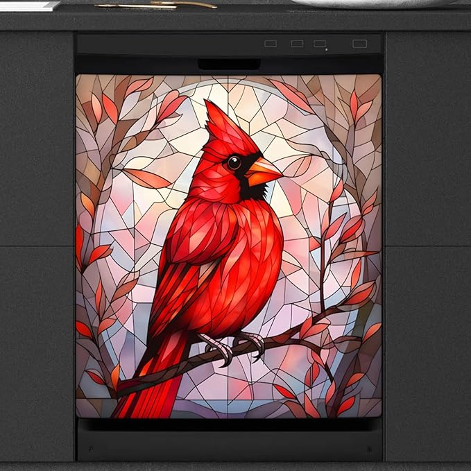 Dishwasher Magnet Cover for The Front Christmas Cardinal Prints Dishwasher Door Cover Panel Decals Magnetic Refrigerator Cover for Kitchen Farmhouse Home Decor A-287