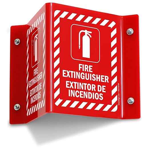 SmartSign"Fire Extinguisher" Bilingual Projecting Sign | 5" x 6" Acrylic