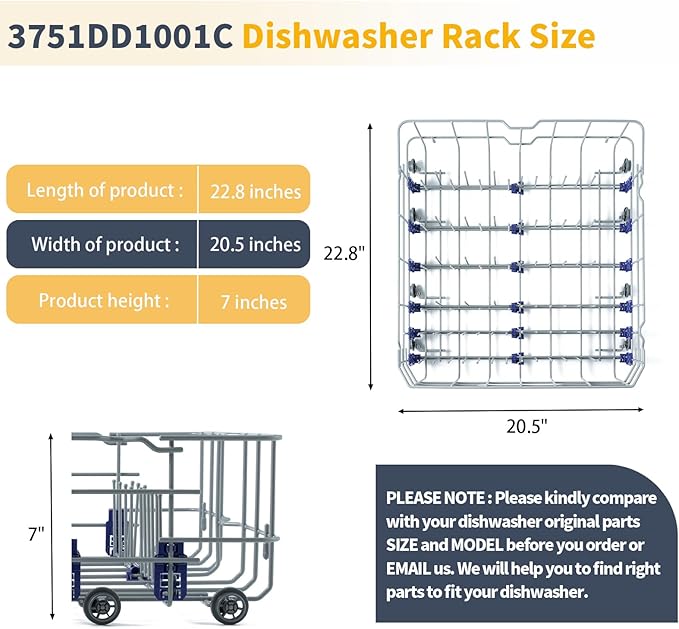 Allstare 3751DD1001J 3751DD1001C Dishwasher Lower Rack Replacement Parts for LG Dishwasher Parts Lower Dishrack Assembly LDF7774ST LDF5545ST MGR47998602 LG Bottom Dishwasher Rack Wheels 1 Pack