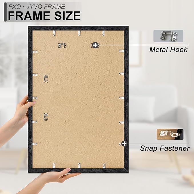 Engineered Wood 22 x 30 Frame Set of 2, Black Picture Frame for 22x30 Inch Poster Puzzle Photo, Light Weight 22by30 Poster Frame with Wood-grain for Wall - 2 Pack/Black/22 x30