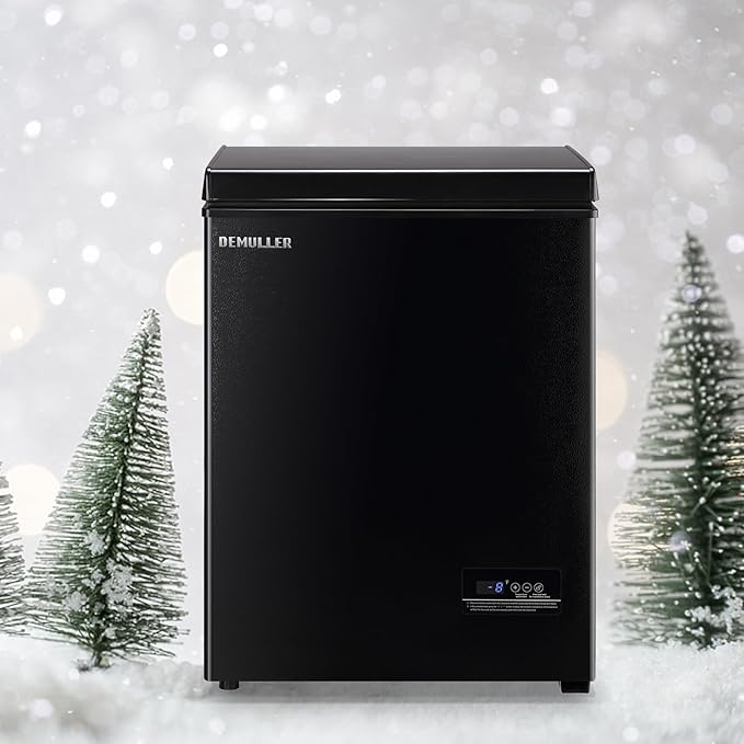 Mini Chest Freezer Compact Deep Freezing Machine with Electronic Temperature Control (Accurate to 1 ℉) Freestanding Small Freezer with 2 Removable Storage Baskets Black