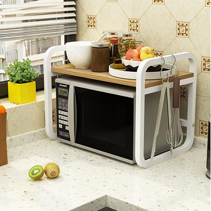 Microwave Storage Rack Microwave Oven Rack Kitchen Storage Shelf Kitchen Organiser Shelf Island Shelf for Oven Toaster Stand White