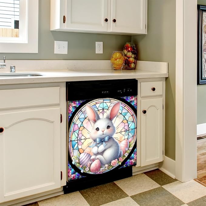 Dishwasher Magnet Cover Easter7 Front Dishwasher Cover Decoration Reusable Magnetic Door Cover Panel Decal Home Appliances Stickers Kitchen Refrigerator Fridge 23"x26"