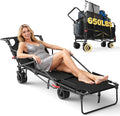 LEVELEVE Heavy Duty Folding Wagon - 2-in-1 Collapsible Cart, 650lb Capacity, All-Terrain Wheels w/Brakes & Side Pockets (Black)