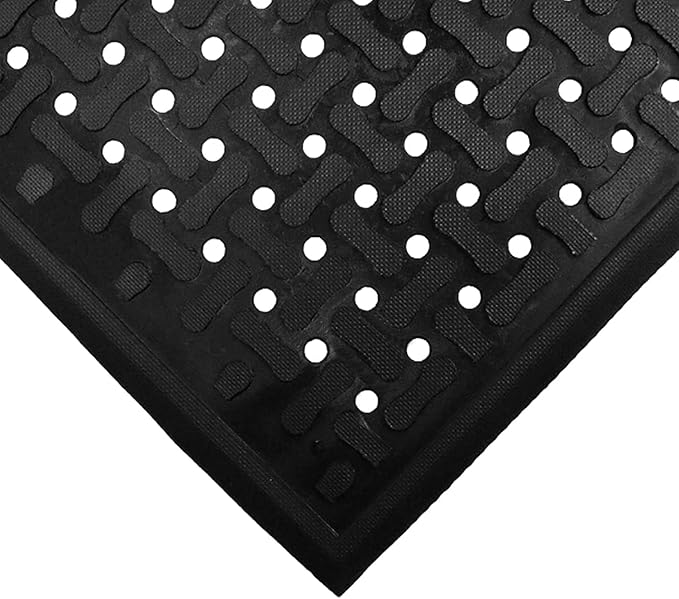 M+A Matting Comfort Flow Anti Fatigue Mat - Grease Proof, Oil Proof, Odor Resistant, Lightweight Commercial Kitchen Mat for Wet Areas – Black (3' x 9')