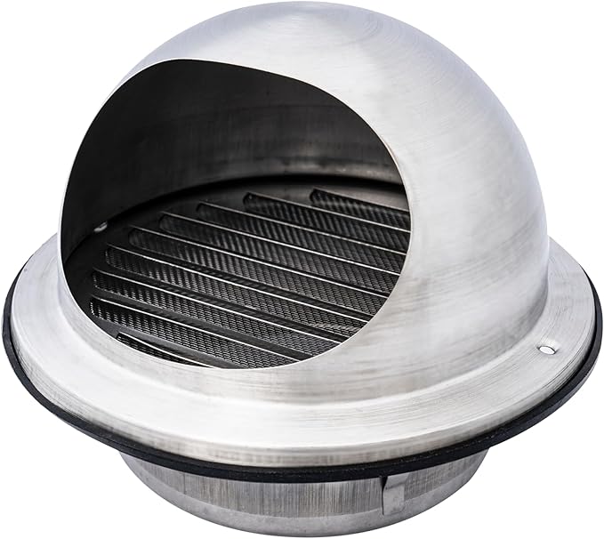 Fits 6" Neck Dryer Duct | Stainless Steel Round Exhaust Air Dryer Vent Cover Hood with Rubber Seal - Rust-Resistant, Weatherproof and Efficient Airflow Exterior Wall Outlet Duct Ventilation Grille