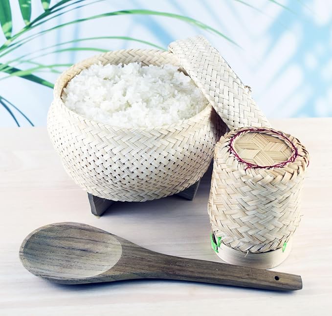 Sticky Rice Pressure Cooker Slow Cook Set Bamboo Basket Steaming Kit Recipe With Water (Size 6.5 in.)