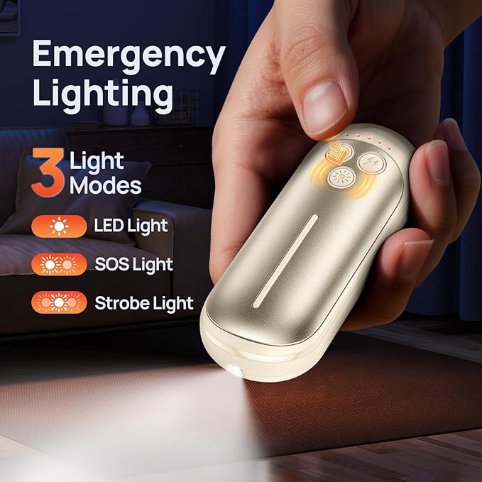Rechargeable Hand Warmers 2 Pack, 6000mAh Electric Hand Warmer Rechargeable, 2 in 1 Portable Hand Warmers with AI Smart Chips, Outdoor, Hunting, Camping for Family for Christmas