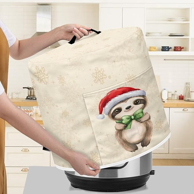Christmas Tree Sloth Pressure Cooker Cover Instant Pot Accessories Instant Pot Kitchen Appliance Dust Cover with Pockets for Rice Cooker Air Fryer Slow Cooker Dust Covers for Kitchen Size S