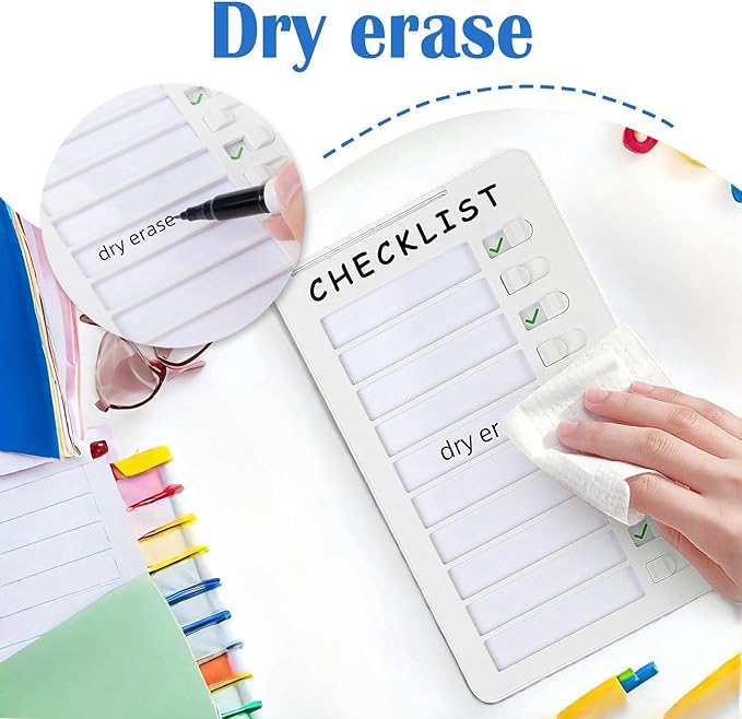 Dry Erase Chore Chart, Standable Whiteboard Checklist Board, Chore Chart for Kids Routine Chart with a Pen (Standable)