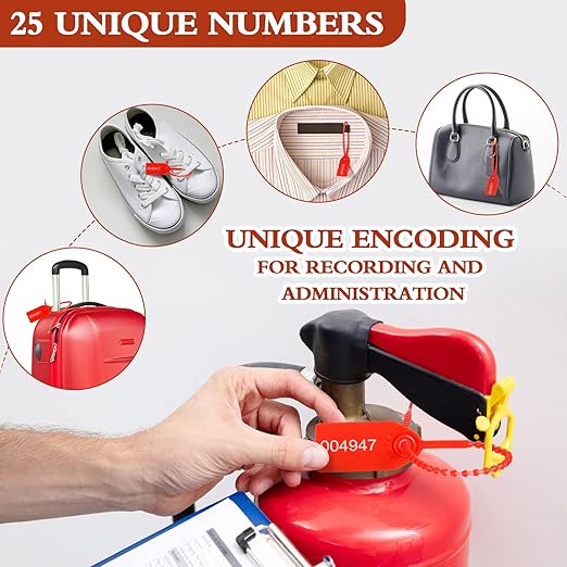 Chunful Fire Extinguisher Inspection Tags Set Including 2025-2028 Maintenance Plastic Tamper Seals Fire Extinguisher Pull Pins Numbered Security Tags with Handheld Hole Puncher(76 Pieces)
