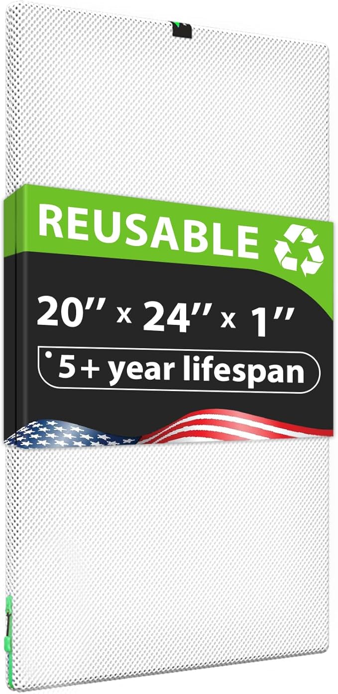 Reair 20x24x1 Air filter, Washable and Reusable Air Filter 20x24x1 for AC HVAC Furnace, MERV 8 Air Filters Machine Washable & Dryer Friendly, AC Furnace Air Filter