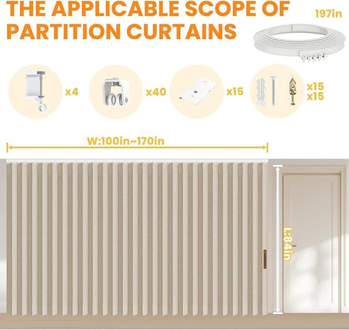 100% Blackout Curtains for Sliding Glass Doors, Extra Wide Curtains for Patio Sliding Door, Room Divider Curtains(Beige, W180 x L84, 1 Pack)