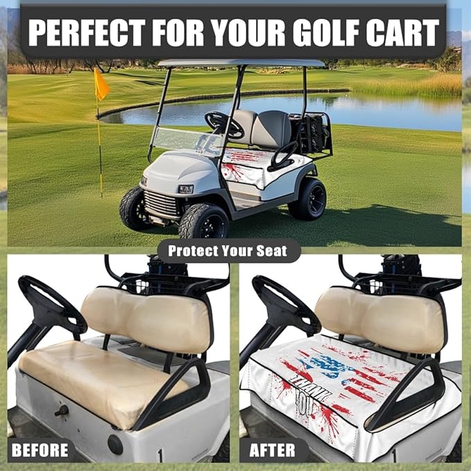 Golf Cart Seat Cover Cushion Featuring Breathable Microfiber Fabric, Waterproof Protection and Secure Non-Slip Design for Comfortable Outdoor and Daily Cart Use