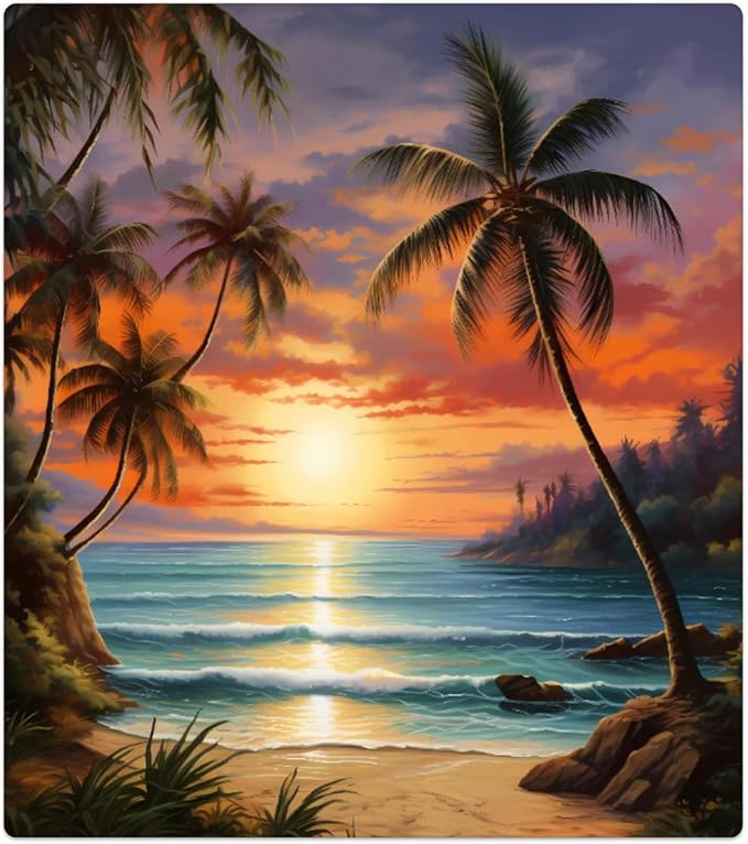 Dishwasher Magnet Cover Beach Sunset Tropical Palm Tree Reusable Dishwasher Magnetic Cover Sticker Decorative Dish Washer Door Cover Panel for Home Kitcen Appliance