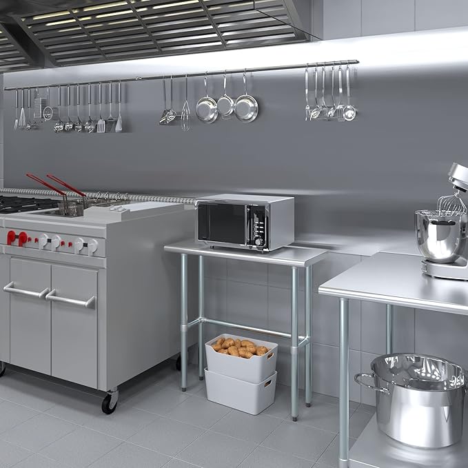 AmGood Stainless Steel Work Table Open Base | NSF Kitchen Island Food Prep | Laundry Garage Utility Bench (36" Long X 14" Deep)