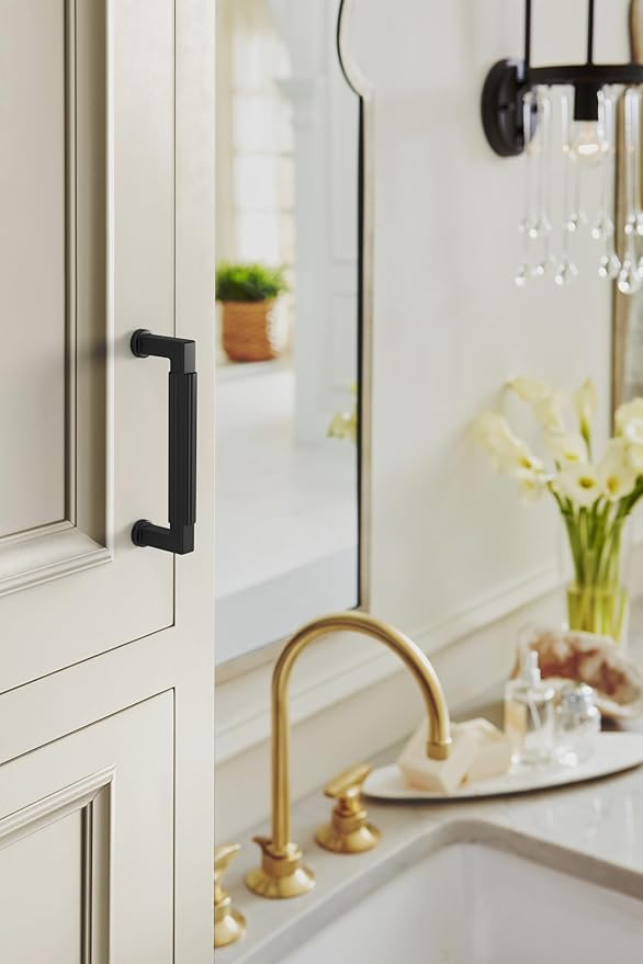 Amerock Ballard 3-3/4 inch (96mm) Center-to-Center Matte Black Cabinet Pull, BP37643MB