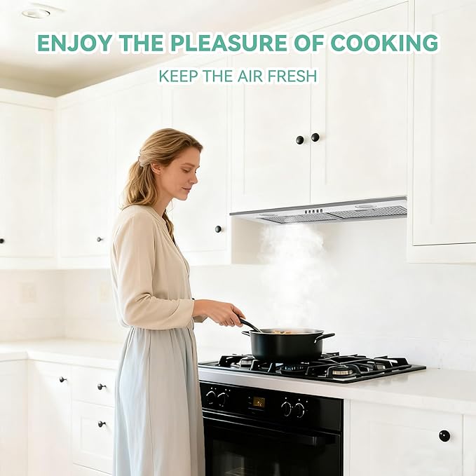 Built-in 30 Inch 700 CFM Kitchen Range Hood Insert | Stainless Steel Stove Vent Hood with Bright LED Lights, Push Button Control | Convertible Ducted/Ductless, Includes Grease & Carbon Filters