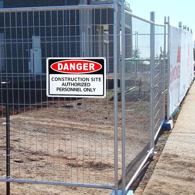 2 Pack Danger - Construction Site Authorized Personnel Only Sign, 10"x 7" .04" Aluminum Sign Rust Free Aluminum-UV Protected and Weatherproof