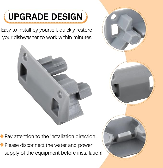 W10195622 Dishwasher Rack Stop Clip 4 Pack Dishrack Slide Rail Clips Fits for Whirl-pool Ken-more Replaces AP4566222 PS11750071
