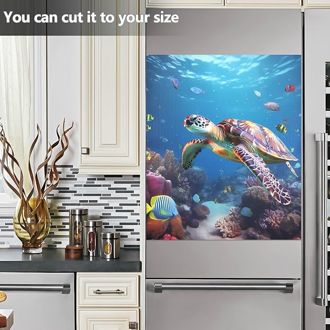 senya Dishwasher Magnet Cover Panel for The Front Sea Turtle Swimming in The Sea Dish Washer Door Sticker