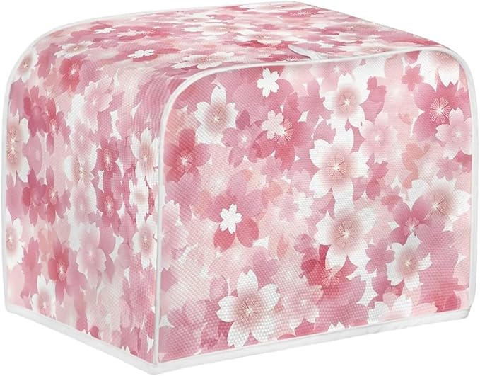 UNICEU Cherry Blossom Print Toaster Dust Cover Protector Compatible with 4 Slice Heat-Resistant Dust Protection Anti-scratch Home Kitchen Decor
