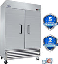 Commercial Freezer 54"W 2 door Stainless Steel Reach in Solid door Fan Cooling 49 Cu.ft Freezer Dynamic Cooling OmniSmart Temperature Control -10℉~10℉ Freezer for Restuarant, Bar, Shop, etc
