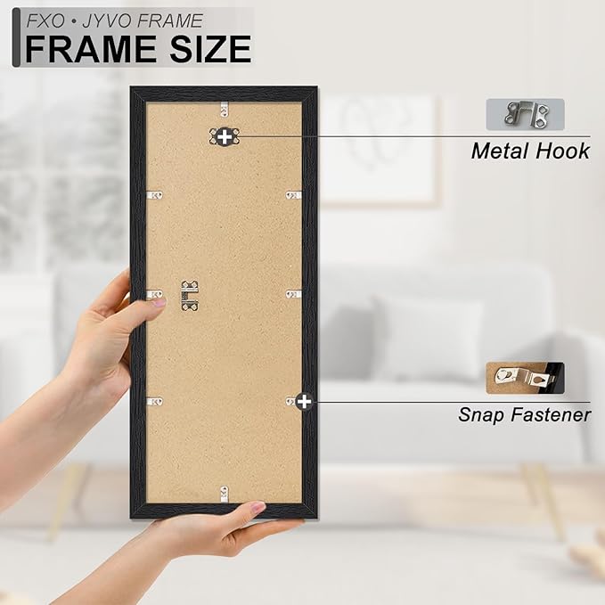 Engineered Wood 5x10 Picture Frame Set of 6, Black Frame for 5 x 10 Inch Picture Poster Photo, Light Weight 5 by 10 Frame with Wood-grain for Wall - 6 Pack/Black/5"x10"
