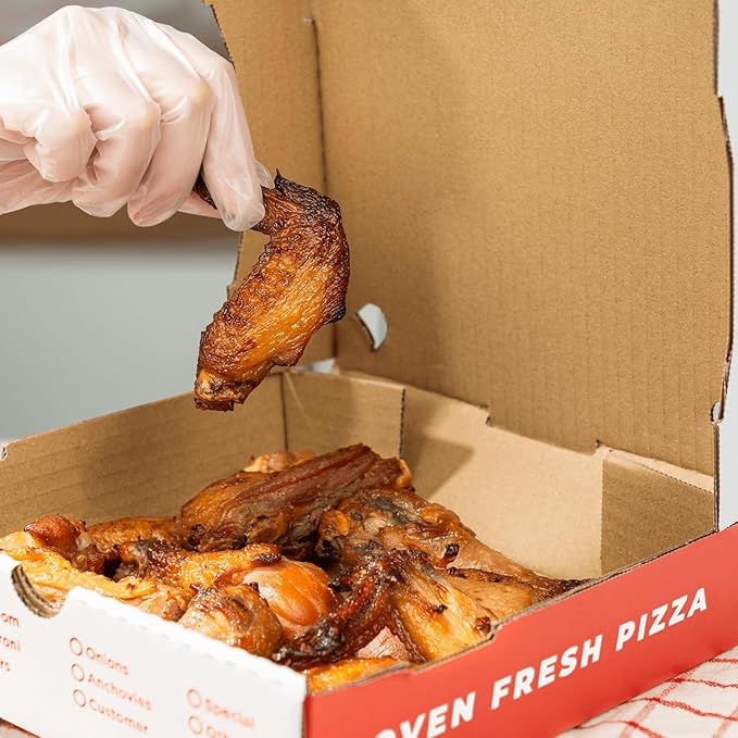 Karat Pizza Boxes 8" x 8" [50 Pack] Classic Red Print Corrugated Boxes | Ventilated, Grease-Resistant, Durable for Pizza or Mailing Use