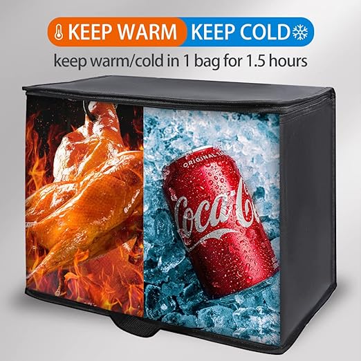 2PK Insulated Grocery Bags Reusable Heavy Duty - Cooler Tote with Reinforced Base for Stability & No Sag - XL Thermal Bag for Hot Cold Food, Delivery, Shopping, Travel, Camping, Grocery Essentials