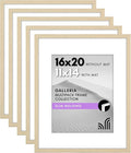 Americanflat 16x20 Picture Frame with Polished Plexiglass - Set of 5 - Use as 11x14 Frame with Mat or Display 16x20 Photo Without Mat - Galleria Collection - Picture Frames for Wall - Natural Oak