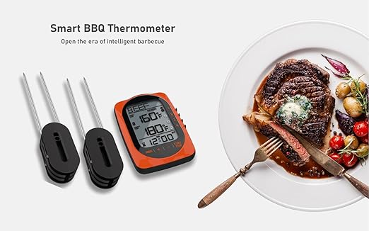 Bluetooth Meat Thermometer Smart Kitchen Thermometers with Timer Mode Temper Mode Digital Instant Read Food ThermometerA Grill Oven Thermometer with 4 Probes for Grill Candy Meat Oven Food Smoker