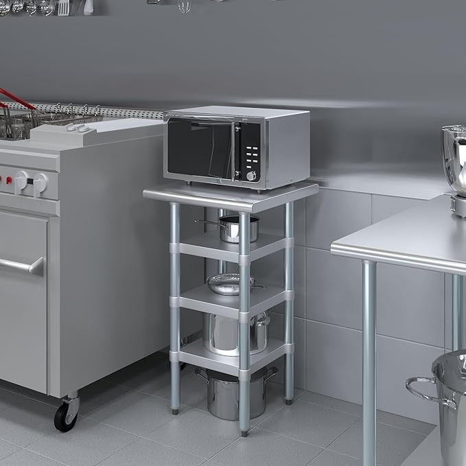 20 in. x 20 in. Stainless Steel Work Table with Three Bottom Shelves | NSF Kitchen Prep Table | Utitly Metal Table