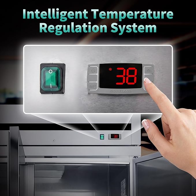 81" Commercial Refrigerator 72 Cu.Ft, Stainless Steel 3-Door Reach-in Fridge, 33–40℉, Air Cooling, LED Light, 9 Shelves, R290, ETL