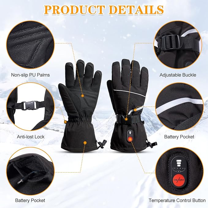 SNOW DEER Heated Motorcycle Gloves for Men Women, Electric Glove Rechargeable Battery Heated Hand for Motorcycle Biking Hunting Arthritis Skiing Working