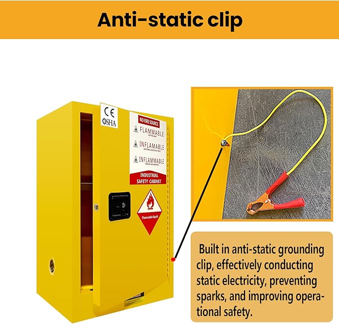 79 Gallon Flammable Liquid Storage Cabinet Fireproof Metal Cabinet with 3 Point Lock, Adjustable Shelves for Industrial, Scientific, Warehouse Use