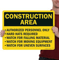 SmartSign "Construction Area - Authorized Personnel Only, Hard Hats Required" Sign | 18" x 24" Aluminum
