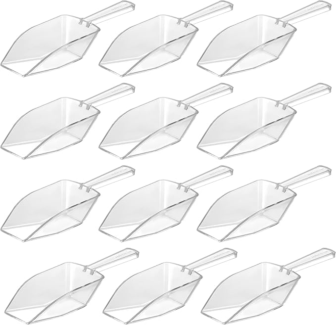 24-Mini Clear Acrylic Plastic Scoops for Candy - Ice Cream Bar, Jars, Containers, Coffee, Flour, Dessert Toppings, Buffets, Kitchen, Weddings, Parties & Concessions, Candy Buffet, 5.5" Candy Scoops