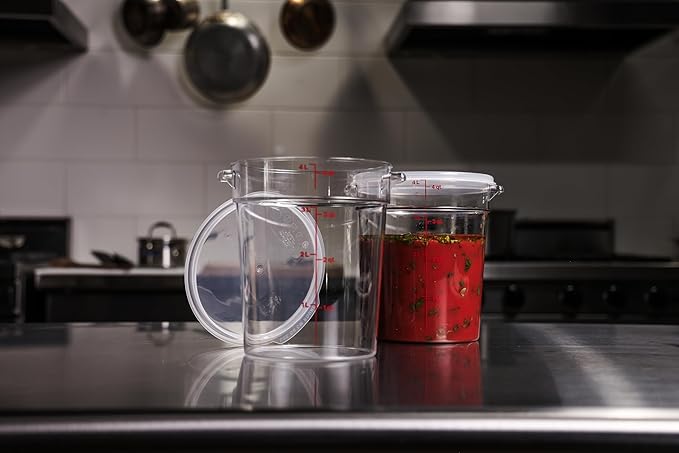 Cambro Food Storage Container with Lid (2 Pack) - Round Series - 4 QT (Quart) - Commercial Grade for Food Prep (Clear)